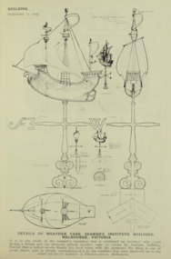 Drawing, Building Publishing et al, Details of weather vane, Seamens' Institute building, Melbourne, Victoria, 1928