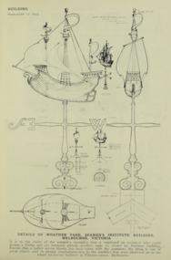 Drawing - Digital copy, Building Publishing, Details of weather vane, Seamens' Institute building, Melbourne, Victoria, 12 September 1923