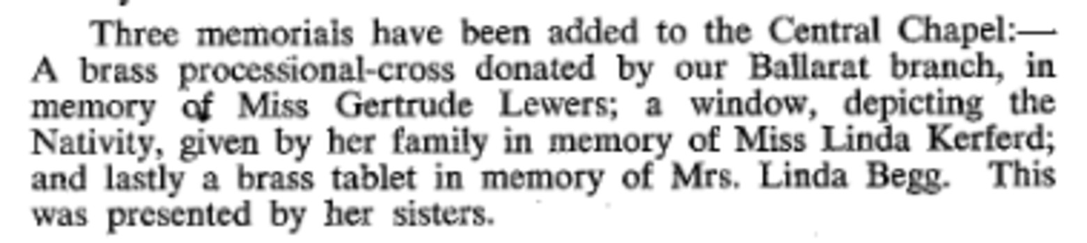 Extract from the Annual Report 1958 mentioning the window