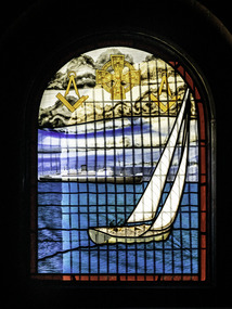 Artwork, other - Stained glass window, Gerry Cummins & Jill Stehn Pty. Ltd, In memory of those who have gone down to the sea in ships, 1980-1981