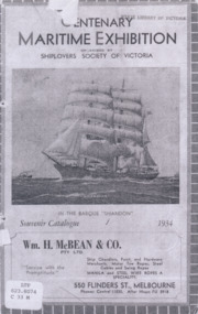 Booklet - Catalogue, Shiplovers' Society of Victoria, Centenary Maritime Exhibition, 1934