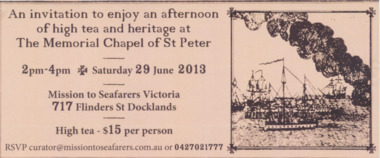 Flyer - Invitation, Reflections of the Sea High Tea, 29 June 2013