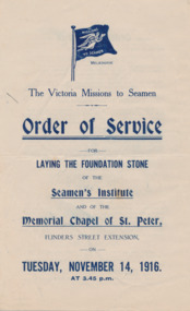 Programme - Order of Service, Victorian Seamen's Mission, 1916