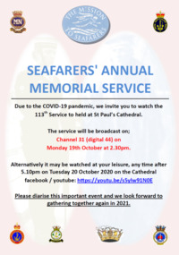 Flyer, Mission to Seafarers Victoria, Annual Seafarers Service 19 October 2020, 19 October 2020