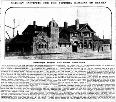 4 columns article with photograph of the front of the Mission