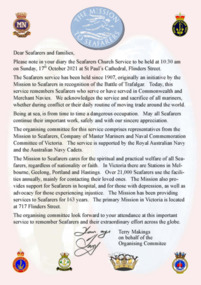 flyer, Mission to Seafarers Victoria, Annual Seafarers Service 17 October 2021, 17 October 2021