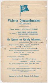Flyer with events program at the mission in Norwegian
