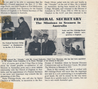 Newspaper clipping with photographs of Reverend Eldridge-Doyle
