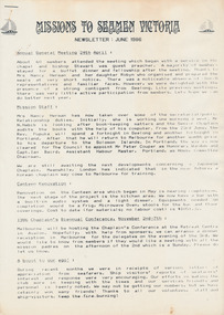 Newsletter, Missions to Seamen Victoria Newsletter - June 1986, June 1986