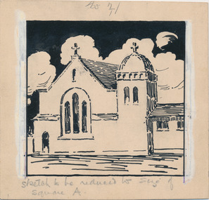 Drawing - Sketch, Walter Butler, Chapel of the Missions to Seamen, c. 1916