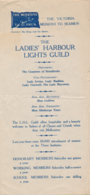 Three-fold leaflet giving information about subcriptions to the Ladies Harbour Lights Guild