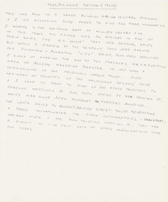 Document - Recollection, Nancy Oakley nee Dingle, Melbourne Sailors' Home, 2021