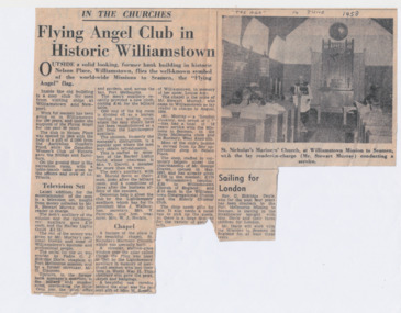 Flying Angel Club in Historic Williamstown with photograph of the St Nicholas chapel