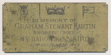 Plaque - Memorial plaque, Graham Stewart Martin, 1983