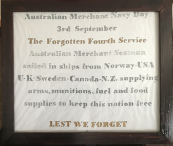Artwork, other - Screenprint, P.J. Murphy, Australian Merchant Navy Day, c. 2014