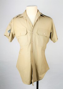Clothing - Shirt, Khaki, Summer Dress, Short Sleeeved