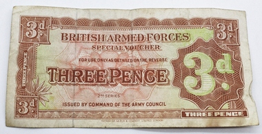 Currency - Voucher, Special, British Armed Forces, Three Pence, Three Pence