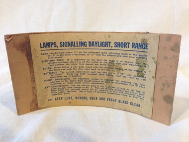 Equipment - Instruction Card, Lamps, Signalling Daylight, Short Range, MK II, PMG 1942, 1942