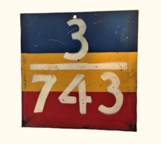 Functional object - Vehicle Identification Plate, metal, Post WWII