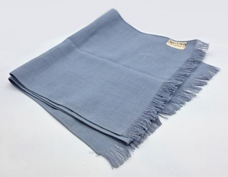 Blue cotton scarf with name of owner sewn on