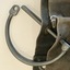 Close-up view of curved D-clasp