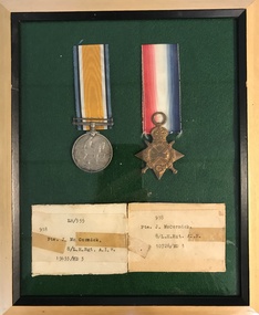 Medal - World War 1 Medals (framed) Pte J. McCormick