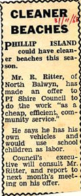 Newspaper Clipping, Cleaner Beaches, 31/11/1968