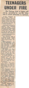 Newspaper Clipping, Teenagers Under Fire
