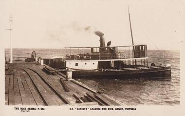 Photograph, SS Genista, Cowes Pier, Phillip Island, c 1926