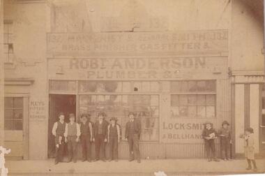 Photograph, Anderson family plumbing shop, 1900