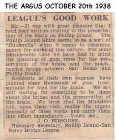 Newspaper clippings, 20/10/1938