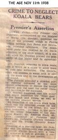 Newspaper clippings, 11/11/1938