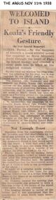 Newspaper clippings, 11/11/1938