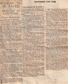 Newspaper clippings, 14/11/1938