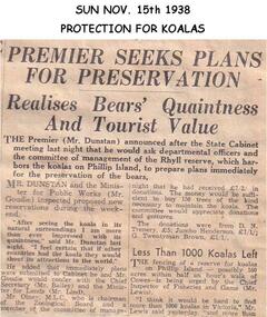 Newspaper clippings, 15/11/1938