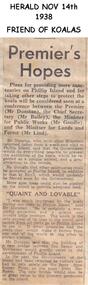 Newspaper clippings, 14/11/1938