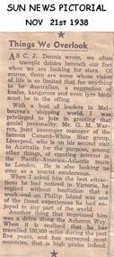 Newspaper clippings, 21/11/1938
