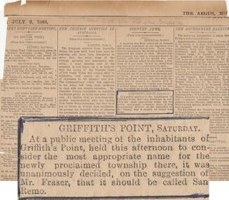 Newspaper clippings, The Age Newspaper, 1888