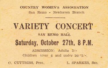 Concert Ticket, Early 1900's
