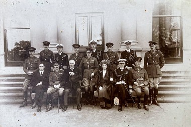 Photograph sepia, Photograph of British military group with the Prince of Wales, 1940