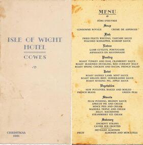 Dinner Menu, 1931