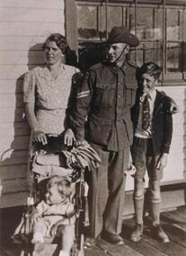 Photograph - Photograph, black + white, Corporal Frederick Edward Woodley and family  at Cowes pier 1941, 01/1941