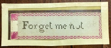 Bookmark, Human hair cross stitch bookmark, Circa mid 1800s