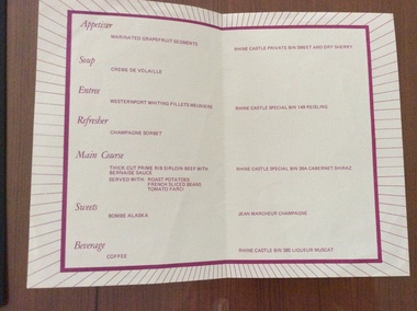 Document - Menu, Sentinel Times Print, Commemorative Menu for opening of Continental Resort and Conference Centre, 1976