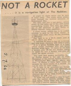 Newspaper Clipping, The Nobbies Navigation Light, 2/7/1964