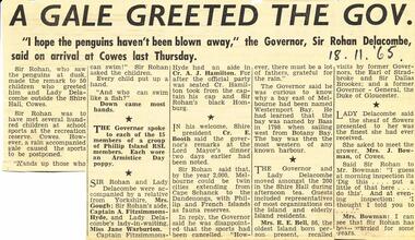 Newspaper Clipping, Sir Rohan Delacombe, 18/11/1965