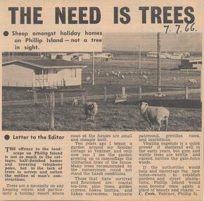 Newspaper Clipping, Trees Needed, 7/7/1966