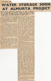 Newspaper Clipping, Almurta Reservoir, 25/1/1964