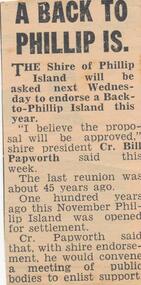 Newspaper Clipping, Back to P.I. Proposal, 1968
