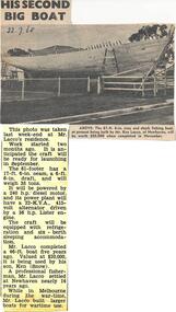 Newspaper Clipping, New Boat, 22/7/1968